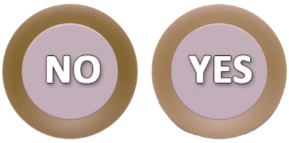 No and Yes buttons of similar colors, simulating colorblind view