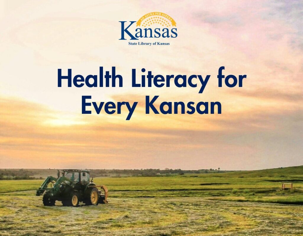 State Library of Kansas - Health Literacy for Every Kansan. A field with farm equipment.